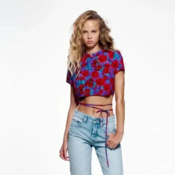 Zara Printed Floral Crop Top Small NWOT - Picture 2 of 9